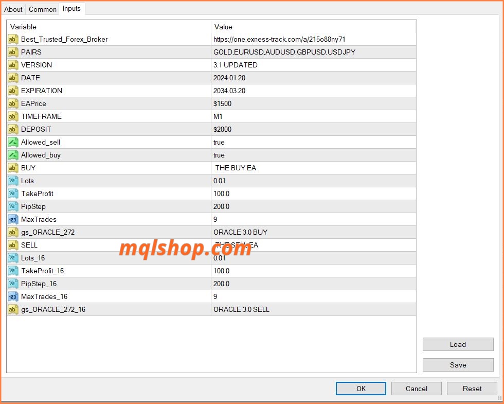 Oracle EA Setting
