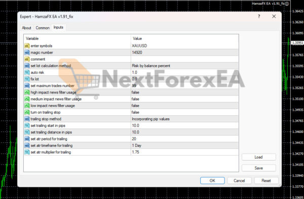 HamzaFX EA MT4 Inputs